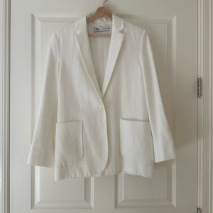 Zara Linen Blazer White Size S